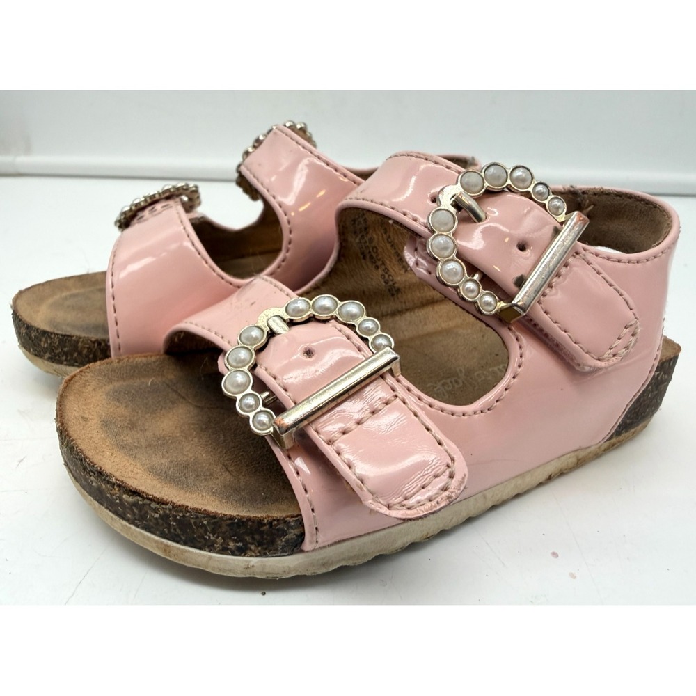 Cat & Jack Reagan Pink Patent Pearl Buckle Girls Sandals Toddler | Kid's Size 5 - Picture 5 of 8